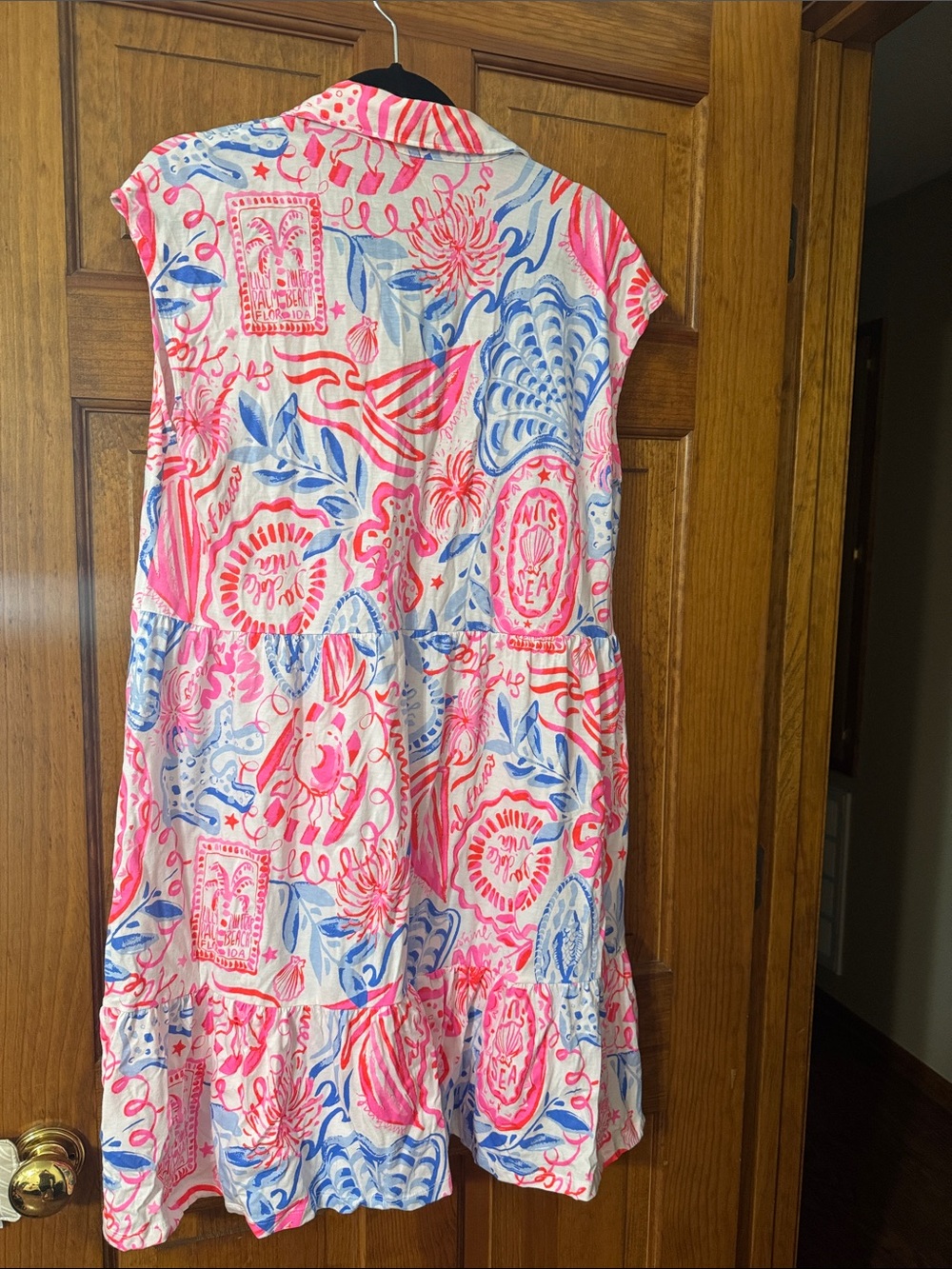 Lilly Pulitzer Pink & Blue Printed Button-Front Midi Dress - Picture 3 of 3